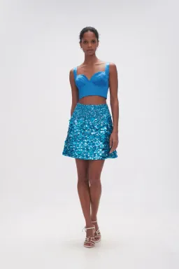 Aje Cherie Sequin Mini Skirt Azure Blue Size 8 for rent on The Volte - image 1
