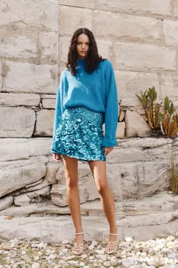 Aje Cherie Sequin Mini Skirt Azure Blue Size 8 for rent on The Volte - image 5