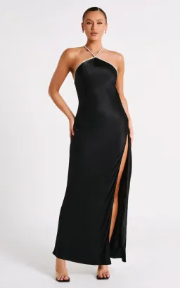 Meshki Louise Diamante Rope Maxi Dress Black Size 6  for rent on The Volte - image 1