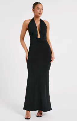 Meshki Jovanna Slinky Halter Maxi Dress Black Size 8  for rent on The Volte - image 1