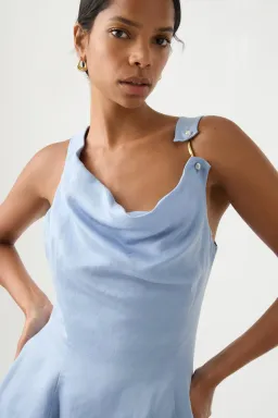 Aje Liberty Asymmetric Mini Dress Steel Blue Size 10  for rent on The Volte - image 2