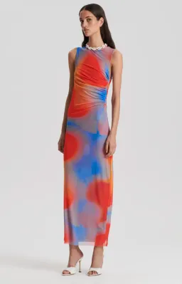 Scanlan Theodore Italian Watercolour Dress Red Blue Size 6 for rent on The Volte - image 1