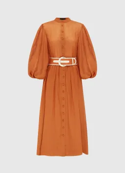 Leo Lin The Suffolk Midi Dress Cinnamon Size 6 for rent on The Volte - image 2
