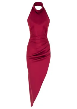 THE NEW ARRIVALS by İlkyaz Özel Valentina in Vin De Cerise Midi Dress Red Size 6/XS for rent on The Volte - image 5