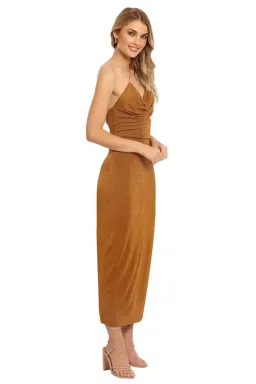 MISHA Saira Midi Dress Brown Size 12 for rent on The Volte - image 2