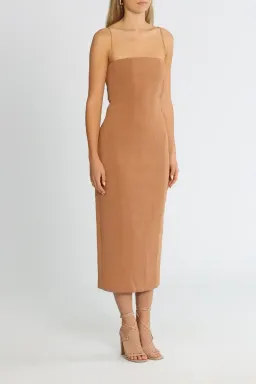 MISHA Irisa Midi Dress in Praline Brown Size 8/S for rent on The Volte - image 2
