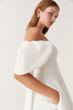 Aje Arista Tulip Midi Dress Ivory Size AU 8 for rent on The Volte - image 3