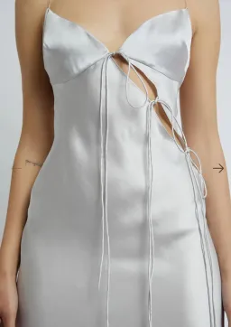 Christopher Esber Slope Tie Silk Dress Silver Size 8  for rent on The Volte - image 3