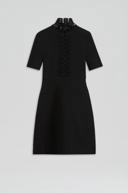 Scanlan Theodore Crepe Knit Daisy Mini Dress Black Size AU 6 for rent on The Volte - image 5