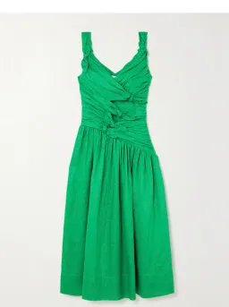 Zimmerman Tiggy Bow Linen Dress Green Size AU 8 for rent on The Volte - image 5