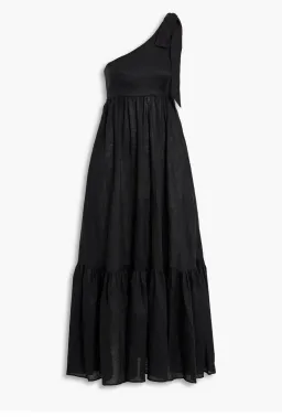 Zimmermann Juliette Bow One Shoulder Linen Maxi Dress Black Size 1 / AU 10 for rent on The Volte - image 4