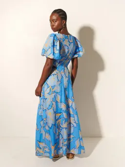 Kivari Taniana Cut Out Maxi Dress Blue Floral Size 12 for rent on The Volte - image 6