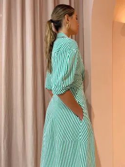 Camilla And Marc Flynn Cocoon Dress In Jade/White Stripe Size 10 for rent on The Volte - image 3