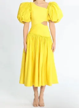 Aje Chateau Cut Out Midi Dress Sun Shower Yellow Size 10 for rent on The Volte - image 6
