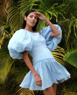 Aje Chateau Midi Dress Sky Blue Size 8 for rent on The Volte - image 4