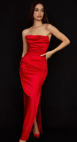 House of CB Adrienne Satin Strapless Dress Red Size S/ AU 8 for rent on The Volte - image 6