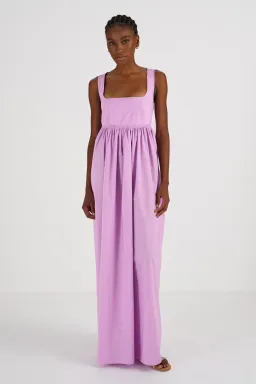 OROTON Strappy Open Back Poplin Maxi Sundress in Wisteria Purple Size 6 for rent on The Volte - image 3