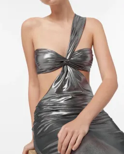 Manning Cartell She’s Super Sonic One Shoulder Dress Pewter Metallic Size S / AU 8 for rent on The Volte - image 3