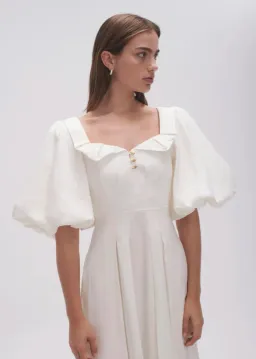 Aje Jessica Frill Midi Dress Ivory Size 10 for rent on The Volte - image 2