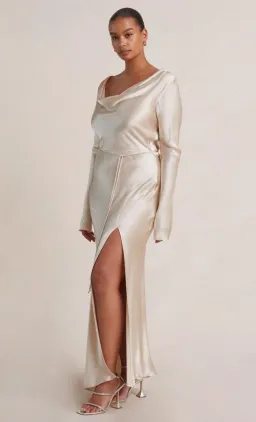 Bec & Bridge Moon Dance Long Sleeve Cowl Dress Sand Size 12  for rent on The Volte - image 2