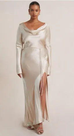 Bec & Bridge Moon Dance Long Sleeve Cowl Dress Sand Size 12  for rent on The Volte - image 8