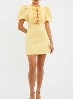 Rebecca Vallance Chloe Bow Mini Dress Yellow Size 6 for rent on The Volte - image 4