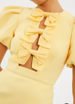 Rebecca Vallance Chloe Bow Mini Dress Yellow Size 6 for rent on The Volte - image 3