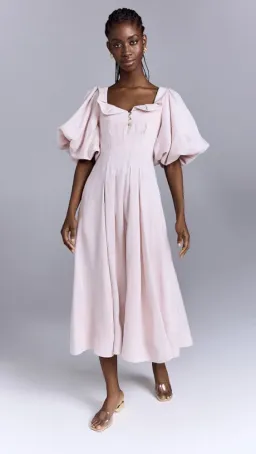 Aje Jessica Frill Midi Dress soft pink size 6 for rent on The Volte - image 2