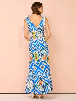 By Nicola Adoncia Tie Shoulder Maxi in Azure Floral Size 12 for rent on The Volte - image 1