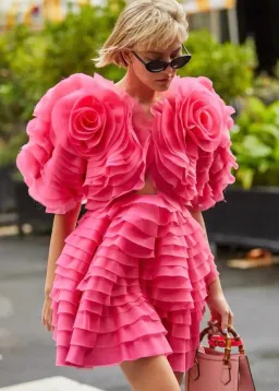 Aje Amour Mini Dress Pink Size 14 for rent on The Volte - image 4