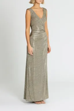 Montique Milani Metallic Gown in Gold Size 10 for rent on The Volte - image 2