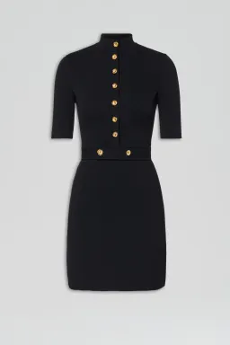 Scanlan Theodore Crepe Knit Mini Button Dress Black XS / AU 6 for rent on The Volte - image 3