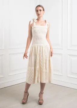 Zimmermann Anneke Patchwork Dress Cream/White Size 0 / AU 8 for rent on The Volte - image 1
