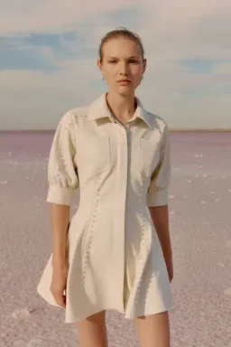 Aje Claire Pearl Mini Dress Sandstone/Beige Size 6 for rent on The Volte - image 4