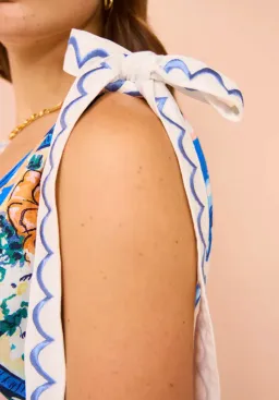 By Nicola Adocia Tie Shoulder Maxi Dress Azure Blue Floral Size 10 for rent on The Volte - image 7