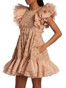 Zimmermann Dancer Frilled Mini Dress Blush Size 1 / 10 AU for rent on The Volte - image 2