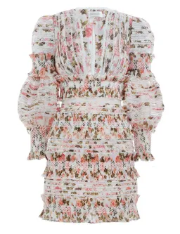 Zimmermann Radiate Smocked Mini Dress Peach Rose Floral Size 1 / 10 AU for rent on The Volte - image 5