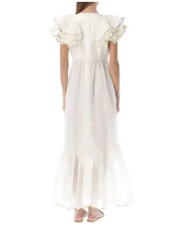 Zimmermann Dancer Scalloped Midi Dress Ivory Size 0 / AU 8  for rent on The Volte - image 3