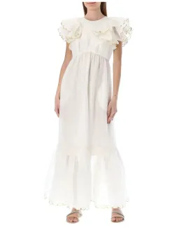Zimmermann Dancer Scalloped Midi Dress Ivory Size 0 / AU 8  for rent on The Volte - image 1