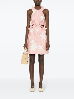 Zimmermann Acadian Tie Back Mini Dress Pink Ivory Floral Size 2 / AU 12 for rent on The Volte - image 1