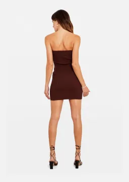Tuchuzy Ribbed Tube Mini Dress Brown Size XS / AU 6 for rent on The Volte - image 4