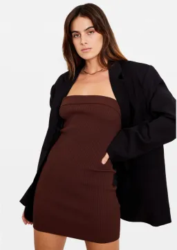 Tuchuzy Ribbed Tube Mini Dress Brown Size XS / AU 6 for rent on The Volte - image 3