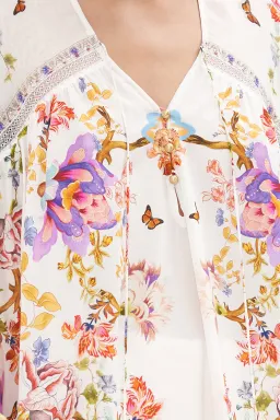 Camilla Spider Girl Blouson Blouse With Neck Tie Floral One Size for rent on The Volte - image 5