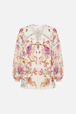 Camilla Spider Girl Blouson Blouse With Neck Tie Floral One Size for rent on The Volte - image 6