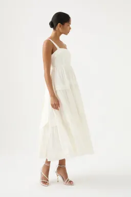 Aje Sophie Tiered Midi Dress in Ivory Size 8 for rent on The Volte - image 2