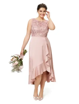 Review Thinking of You Midi Dress in Blush Size 8 for rent on The Volte - image 5
