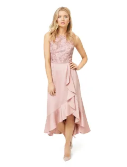 Review Thinking of You Midi Dress in Blush Size 8 for rent on The Volte - image 2