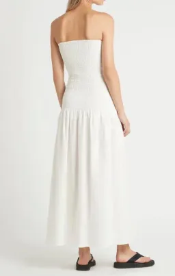 Sir The Label Madelyn Strapless Midi Dress in Ivory Size 1 / AU 8 for rent on The Volte - image 2