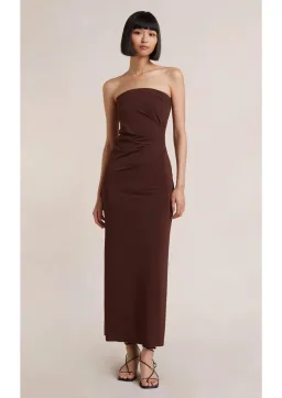 Bec & Bridge Myla Strapless Midi Dress in Chocolate Brown Size 8 for rent on The Volte - image 1