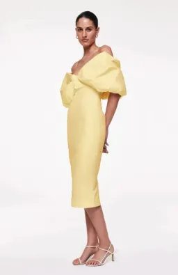 Rachel Gilbert Xavier Midi Dress in Yellow Size 2 / AU 10 for rent on The Volte - image 1